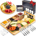 Large Charcuterie Boards Set: Bamboo Cheese Board and Knife Set- Unique for Mom 10 Entertaining Accessories, Christmas and Wedding Gifts for Couple, House Warming New Home