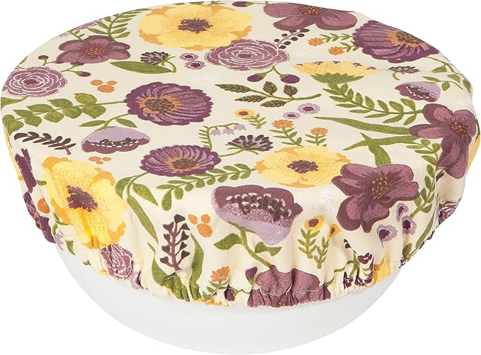 Now Designs Adeline Save It Reusable Cotton Bowl Covers 7.5 and 9.25 inch, Set of 2