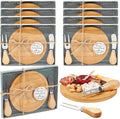 Maxcheck 8 Sets Baby Shower Bridal Game Prizes for Winners Round Cheese Board Set Wood Mini Charcuterie Board with Knives and Forks Thank You Card with Gift Box for Guests Wedding (Bamboo)