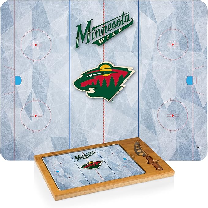 PICNIC TIME NHL unisex-adult NHL Icon Glass Top Cutting Board & Knife Set