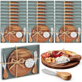 Maxcheck 24 Sets Baby Shower Bridal Game Prizes for Winners Round Cheese Board Set Wood Mini Charcuterie Board with Knives and Forks Thank You Card with Gift Box for Guests Wedding (Acacia)