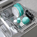 JASIWAY Dish Drying Rack in Sink, Expandable Stainless Steel Dish Drainers for Kitchen Counter, Space Saving Dish Dryer Rack with Drainboard, Over The Sink Dish Racks with Utensil Holder, Black