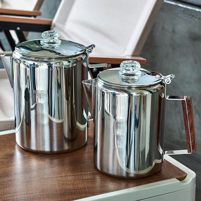 ZOWIE KING Camping-Fire Coffee Percolator Stovetop Pot- Stainless Steel Stove top Coffee Pot, Unleash Flavor in the Great Outdoors (12 Cups)