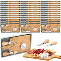 Ziliny 36 Set Bridal Baby Shower Cheese Prizes Wooden Square Board Gift Set Knives Forks Thank You Tags with Box for Guests for Valentines Bridal Baby Shower Housewarming Gifts (Bamboo Color)