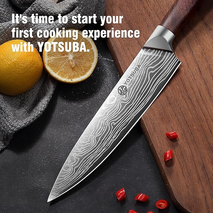YOTSUBA 5 PCS Kitchen Knife Set, Professional Razor Sharp Japanese Knife Set, High Carbon Stainless Steel Chef Knives With Ergonomic Handle for Meat, Vegetable, Bread & Fruit