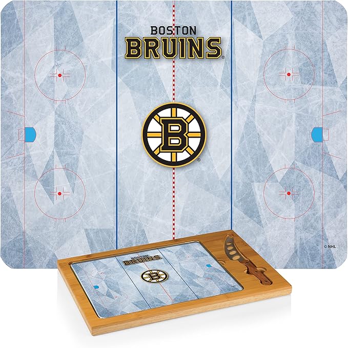 PICNIC TIME NHL unisex-adult NHL Icon Glass Top Cutting Board & Knife Set