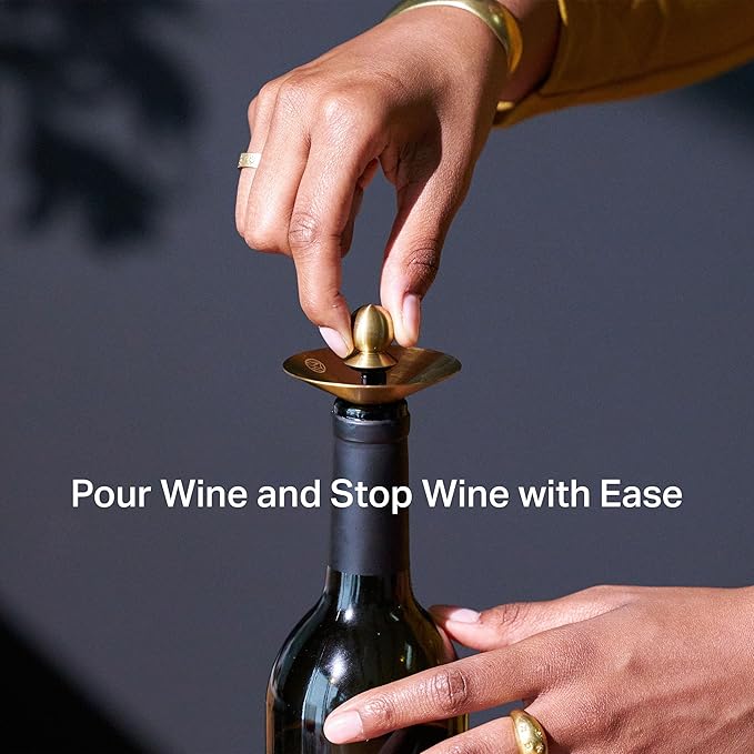 RBT Wine Pourer Stopper 360° Drip-Free Pouring, Low-Profile Stainless Steel & Silicone Wine Accessory for Serving and Storing