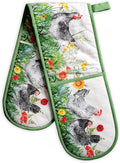 Maison d' Hermine Double Oven Mitts 100% Cotton 7"x35" Double Oven Mitt Heat Resistant BBQ Cooking Gloves with Loop Baking Grilling Gifts for Mothers Day Spring Summer (Basse Cour)