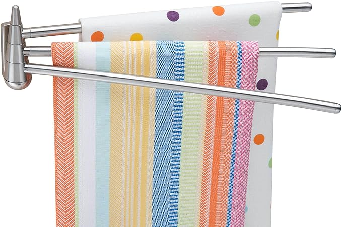 Better Houseware 2490 Wall-Mounted 3-Arm Stainless-Steel Towel Bar