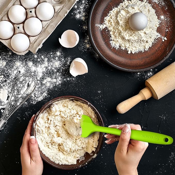 Silicone Spatula 3‑Piece Set Heat Resistant 600°F Non‑Stick Rubber Spatulas with Stainless Steel Core ALLWIN HOUSEWARE Large Spatula, Spoonula & Mini Spatula for Cooking & Baking, Multicolored