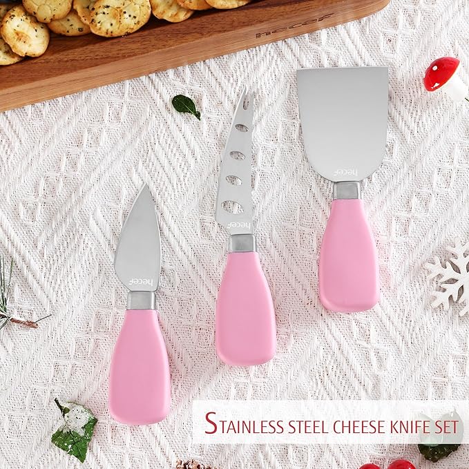 hecef Pink Large Charcuterie Board Set with Stainless Steel Cheese Knives, Cheese Board Set Wooden Appetizer Platter for Housewarming, Weddings, Birthdays & More, Forks & Pull-Out Drawers