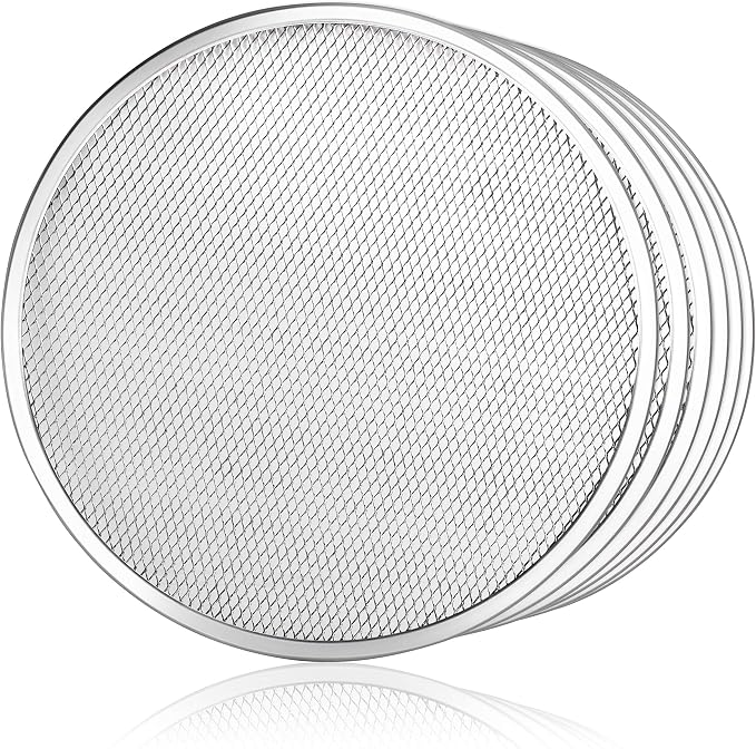 New Star Foodservice Restaurant-Grade Seamless Aluminum Pizza Baking Screen, 18 Inch, Pack of 6