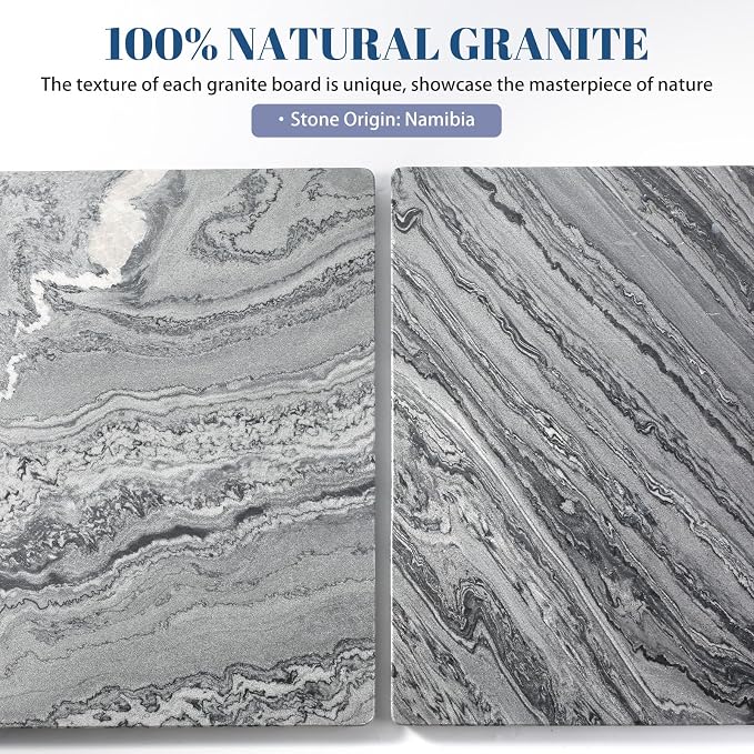 Koville Marble Cutting Board for Kitchen, 16x12 Inches Large Marble Slab Cheese Board, Rectangular Serving Board for Baking Charcuterie Pastry, Natural Stone Board for Countertop(Gray)
