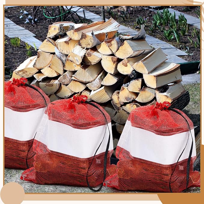 250 Pcs Onion Bags Reusable Mesh Produce Storage with Drawstring Firewood Bags Onion Potato Storage Sacks for Garden Vegetable Fruit Produce Packaging Supplies (22 x 24 Inch)