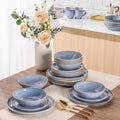 AmorArc Ceramic Dinnerware Sets,Handmade Reactive Glaze Stoneware Plates and Bowls Sets,Highly Scratch Resistant | Dishwasher & Microwave Safe Dishes Set,Service for 8 (24pc)
