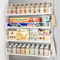 Mystozer 16.9 Inch Wide Large Capacity Magnetic Spice Rack for Refrigerator,4 Pack Metal Fridge Shelf Magnetic Basket Magnetic Fridge Shelf Magnetic Shelves for Fridge (White)