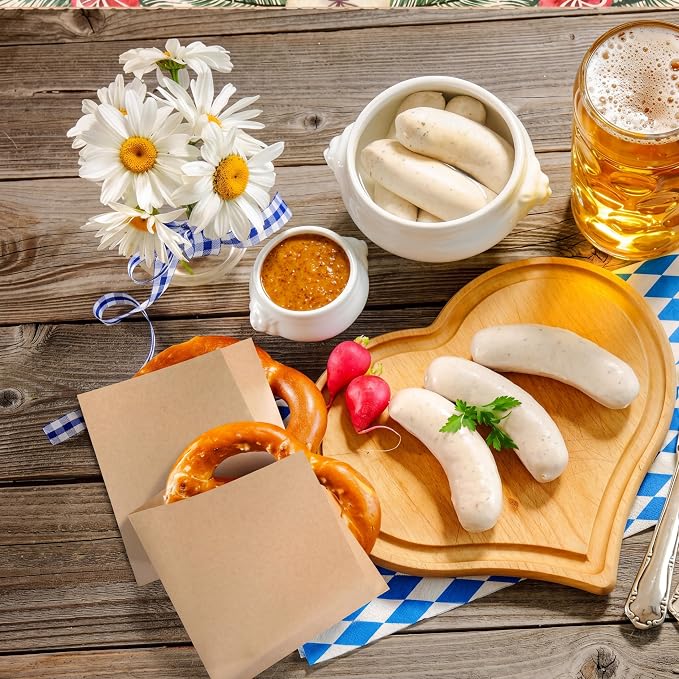 Colarr 500 Pcs Soft Pretzel Bags 6.69 x 7.09 Inch Pretzels Individual Bags Grease Resistant Double Open Paper Sandwich Wrapper Holder for Concession Stands Food Snack Cookie, Brown