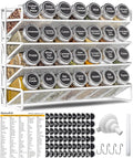 UVIAHOMI Magnetic Spice Rack Organizer for Refrigerator with 28 Spice Jars, 386 Spice Labels, 4 Hook, Chalk Marker and Funnel Set, Magnetic Shelf for Seasoning Organizer, 13.2'' W x 9.8 H, White