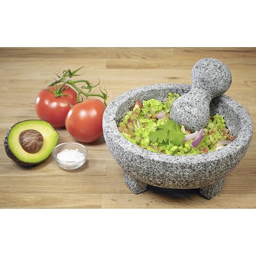 IMUSA USA Super Heavy Traditional Granite Molcajete Spice Grinder, 8-Inch, Gray, 8