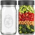 Wide Mouth Mason Jars 32 oz [2-Pack] with Airtight Lids – Glass Meal Prep Jars for Salads, Overnight Oats & Food Storage | BPA-Free Leak-Proof Lids