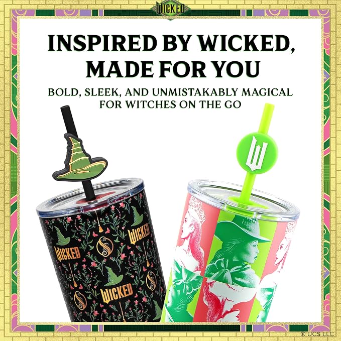 Dragon Glassware Wicked 24 oz Vacuum Insulated Tumbler with Lid and Straw - Tumbler Cup with 2 Straws - Stainless Steel Tumbler with Straw Topper for Water, Iced Tea - Portraits