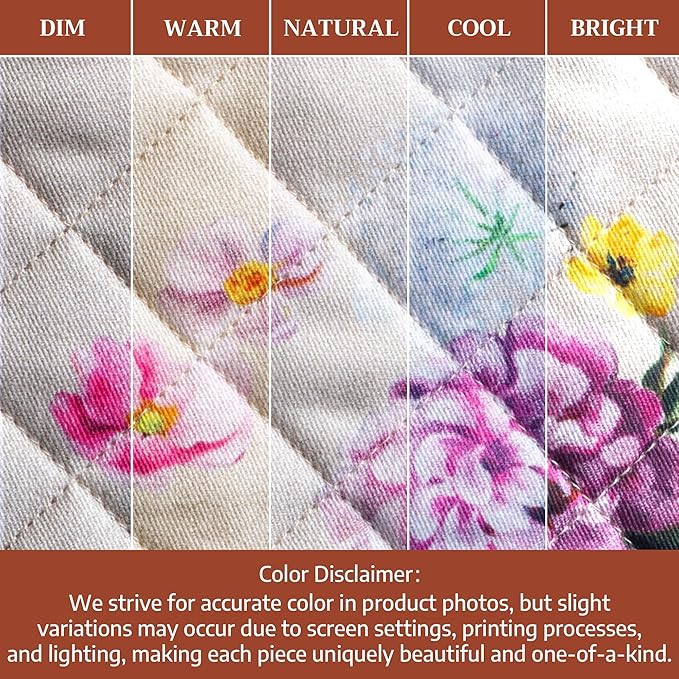 Maison d' Hermine Pot Holders 100% Cotton Heat Resistant Potholders 8" x 8" Hot Pads with Loop BBQ Cooking Baking Gifts for Mothers Day Handling Hot Pans Spring/Summer (Pack of 2, Pivoine)