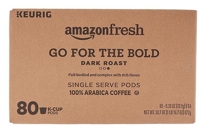 AmazonFresh Go For the Bold, Dark Roast Coffee, Single Serve Cups, 80 Count