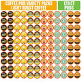 Coffee Pod Variety Packs Light Roast Sampler, Assorted, Compatible with 2.0 K-Cup Brewers, Variety Pack, 120 Count (Pack of 1)