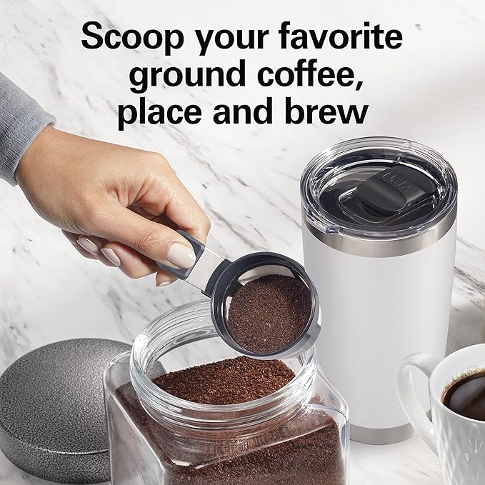 Hamilton Beach The Scoop Single Serve Coffee Maker & Fast Grounds Brewer for 8-14oz. Cups, Brews in Minutes, Black (47620), Next Gen