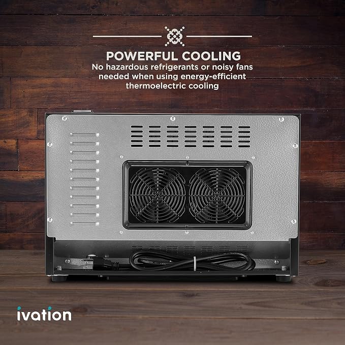 Ivation Premium 8 Bottle Horizontal Thermoelectric Wine Cooler/Chiller Counter Top Red & White Wine Cellar w/Digital Temperature, Freestanding Refrigerator Quiet Operation Fridge