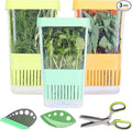LUVCOSY Herb Keeper Set: 3 Pack Herb Saver+1 Pack Herb Scissors+2 Pack Herb Stripper, BPA-Free Plastic Herb Container for Cilantro, Mint & Asparagus, Keeps Fresh Herbs for 3 Times Longer
