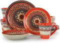 Elama's Zen Rust Mozaik 16 Piece Stoneware Dinnerware Set