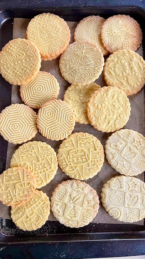 CHRISTMAS TILES Embossing Rolling Pin. Laser Engraved Dough Roller for Embossing Homemade Christmas Cookies by Algis Crafts