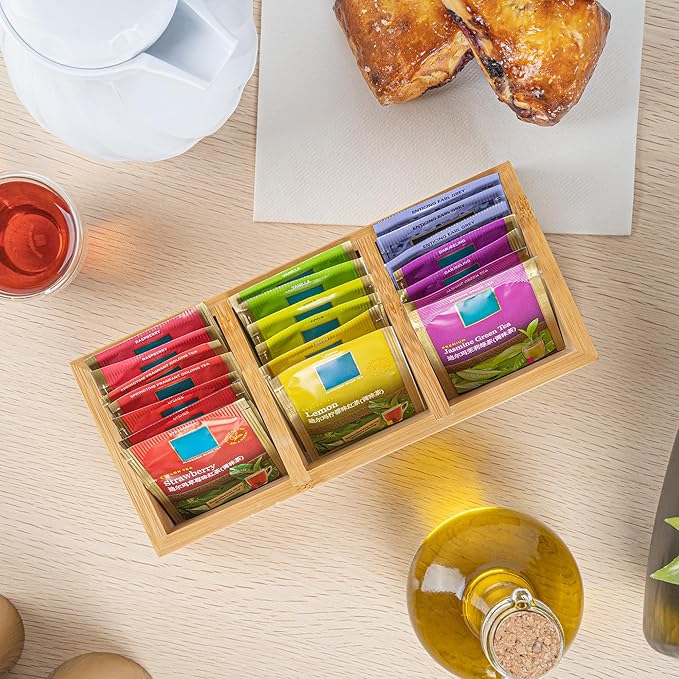 Restaurantware-9.5 x 4.25 x 2 Inch Coffee Condiment Organizer, 1 Rectangle Creamer Organizer - 3 Compartments, Break-Resistant, Bamboo Coffee Accessory Caddy, Won't Chip, For Tea And Sugar Packets