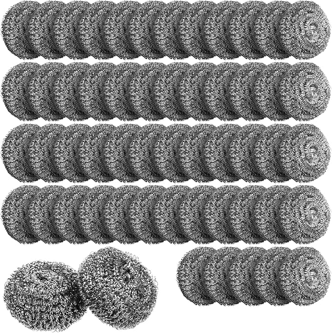 150 Pieces Stainless Steel Scourers Bulk Steel Wool Scrubbers Small 10 gram Metal Sponges Wire Scouring Pad for Stoves, Pots, Pans, Oven, Cooker Hoods for Kitchen Bathrooms(Separately Packaged)