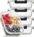 JoyJolt Divided 3 Compartment Glass Meal Prep Bento Box Set. 5 Pack Airtight Food Storage Containers with Lids for Portion Control and Weight Loss
