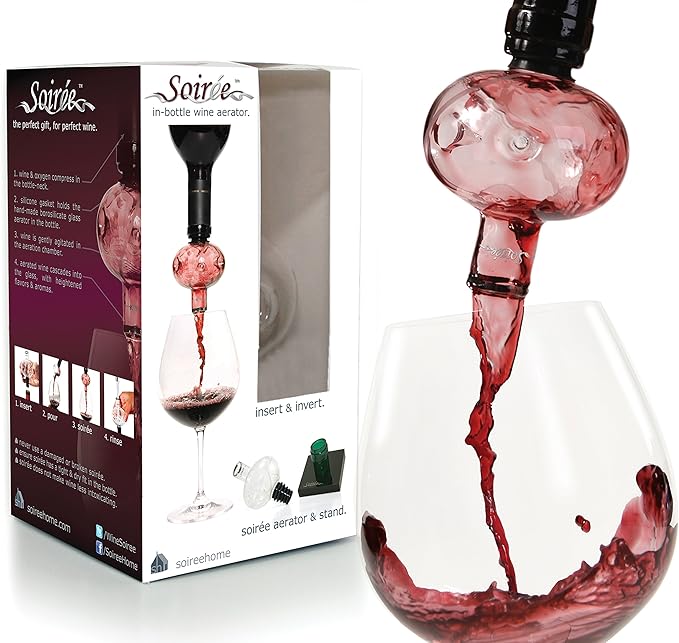 Soireehome - In Bottle Wine Aerator - For Red Wine, White Wine, And Rose Wine! - Made Of Glass, Makes Your Wine Taste Better