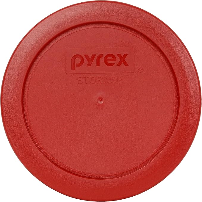 Pyrex 7200 2 Cup Glass Bowls & 7200-PC Poppy Red Food Storage Replacement Lids (6-Pack) - Made in the USA
