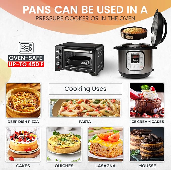 RFAQK 9 Inch Springform Pan Nonstick Leakproof - Spring Form Pan for Cheesecake with Removable Bottom, Include Spatula & 50pcs Parchment Paper, Recipe E-Book - Ideal for Baking Cakes, Pizzas, & More!