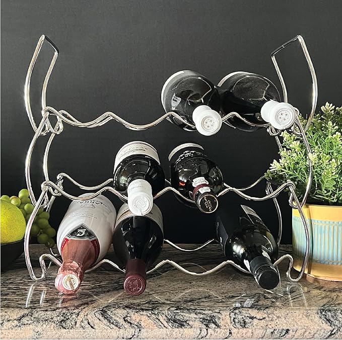 Lily's Home 12-Bottle Countertop Wine Rack-Freestanding Kitchen or Bar Storage Holder, Space-Saving Cabinet Organizer
