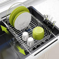 Expandable Stainless Steel Dish Drying Rack Over The Sink For Small Kitchen, Counter Space Saving Compact Metal Plate Drainer Strainer, Adjustable Hanging Inside Sink Rust Proof Wire Dryer Holder
