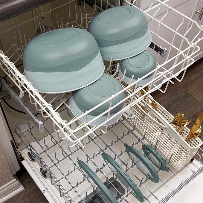 Pera Airtight Mixing Bowls with Lids, 8-Piece BPA-Free Nesting Prep Bowl Set for Kitchen & Food Prep, Large 4200ml Capacity, Microwave & Dishwasher Safe