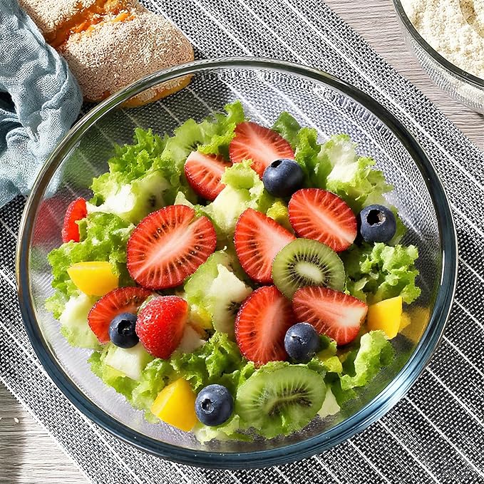 6.5 Qt Extra Large Glass Mixing Bowls, Clear Glass Bowl, Big Salad Bowl for Salad Fruit Bread Storage (6.5qt)
