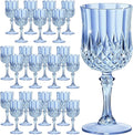 7OZ Plastic Wine Glasses, Reusable Vintage Goblets Unbreakable Drinking Glasses Crystal Water Cups Champagne for Wedding, Parties (24, Blue)