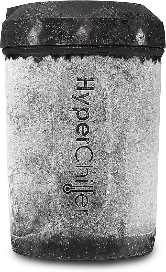 HyperChiller HC2CB Patented Iced Coffee/Beverage Cooler, NEW, IMPROVED,STRONGER AND MORE DURABLE! Ready in One Minute, Reusable for Iced Tea, Wine, Spirits, Alcohol, Juice, 12.5 Oz, Charcoal Black