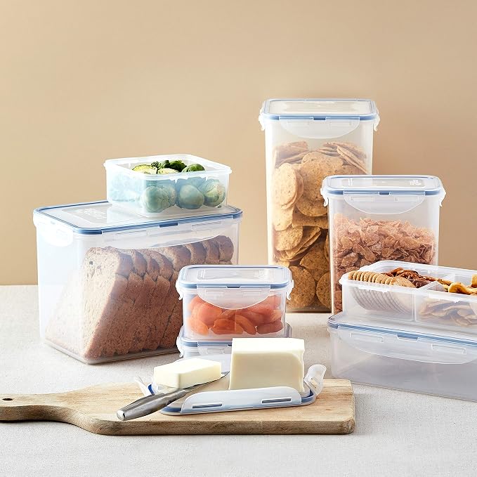 LocknLock Easy Essentials Food Storage lids/Airtight containers, BPA Free, 22 Piece, Clear