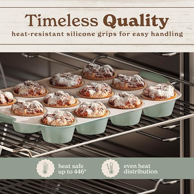 Country Kitchen Nonstick Stackable Bakeware Set - Durable, Easy Release Baking Set- 22 Pc. Includes Silicone Muffin Cups