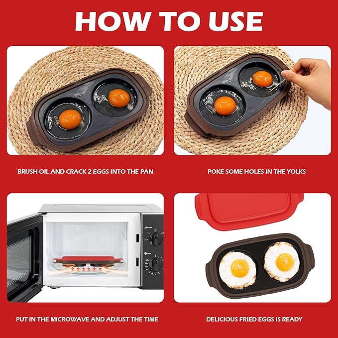 Microwave Egg Cooker, Microwave Egg Poacher | Cooker & Fryer for Breakfast Sandwiches | Maker for 2 Eggs | Dishwasher-Safe & BPA-free, Save Time,Portable for Home,Travel,Gifts