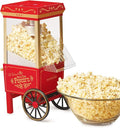 Nostalgia Vintage Hot-Air Popcorn Maker Machine - Makes Up to 12 Cups - Oil-Free - Healthier Popcorn - Classic Stand-Up Cart With Wheels - Includes Kernel Measuring Cup - Original Red