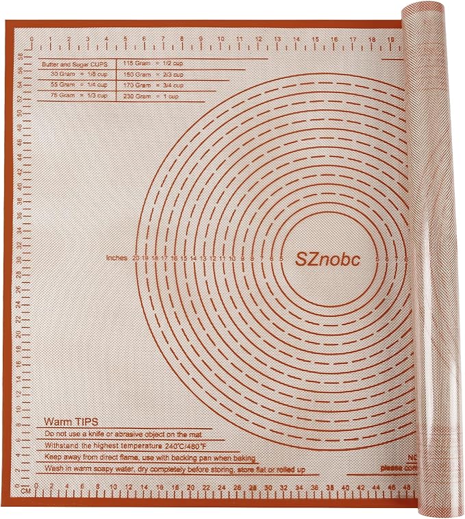 Silicone Pastry Mat 34x26 Inch - Nonstick Baking Mats with Measurements, Great for Dough Rolling, Pastry, Pie Crust, Fondant, Cookies, Bread, Pasta, Pizza, Food Grade Kitchen Counter Mats